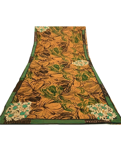 Sanskriti Vintage Sarees Multi Embroidered Print Pure Georgette Silk Sari Fabric, PRG-12586-Multi-Printed Floral Design-Pure Georgette Silk-8