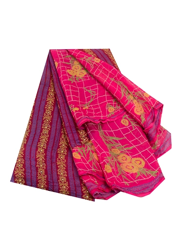 Sanskriti Vintage Sarees Purple Pure Chiffon Silk Rhienstone Printed Sari Fabric, PRG-12589-Purple-Printed Floral Design-Pure Chiffon Silk-2