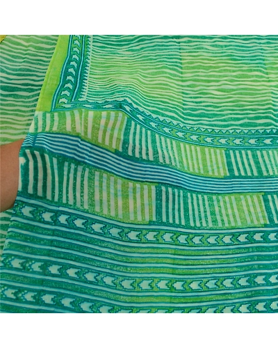 Sanskriti Vintage Sarees Green Pure Georgette Silk Printed Sari 5Yd Craft Fabric, PRG-12632-Green-Printed Floral Design-Pure Georgette Silk-4