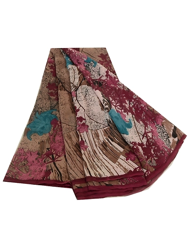Sanskriti Vintage Sarees Multi Pure Georgette Silk Printed Sari 5Yd Craft Fabric, PRG-12647-Multi-Printed Floral Design-Pure Georgette Silk-2