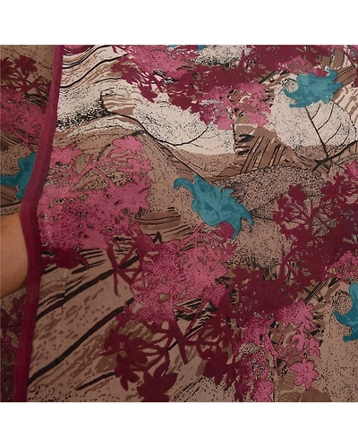 Sanskriti Vintage Sarees Multi Pure Georgette Silk Printed Sari 5Yd Craft Fabric, PRG-12647-Multi-Printed Floral Design-Pure Georgette Silk-4