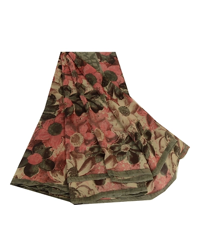 Sanskriti Vintage Sarees Multi Pure Georgette Silk Printed Sari 5Yd Craft Fabric, PRG-12660-Multi-Printed Floral Design-Pure Georgette Silk-2