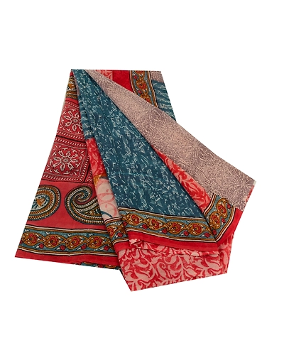 Sanskriti Vintage Sarees Red Pure Georgette Silk Printed Sari 5Yd Craft Fabric, PRG-12668-Red-Printed Floral Design-Pure Georgette Silk-2