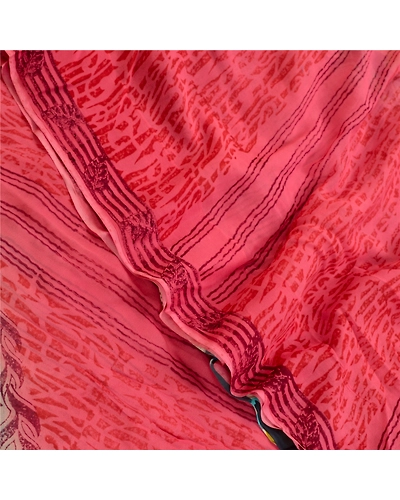 Sanskriti Vintage Sarees Blush-Pink Pure Georgette Silk Print Sari Craft Fabric, PRG-12680-Blush-Pink-Printed Floral Design-Pure Georgette Silk-1