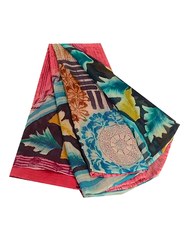 Sanskriti Vintage Sarees Blush-Pink Pure Georgette Silk Print Sari Craft Fabric, PRG-12680-Blush-Pink-Printed Floral Design-Pure Georgette Silk-2