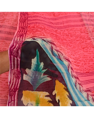 Sanskriti Vintage Sarees Blush-Pink Pure Georgette Silk Print Sari Craft Fabric, PRG-12680-Blush-Pink-Printed Floral Design-Pure Georgette Silk-4