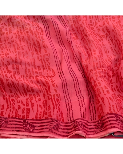 Sanskriti Vintage Sarees Blush-Pink Pure Georgette Silk Print Sari Craft Fabric, PRG-12680-Blush-Pink-Printed Floral Design-Pure Georgette Silk-6