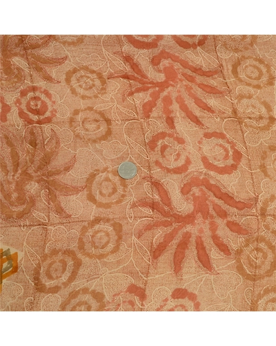 Sanskriti Vintage Sarees Cream Printed Pure Georgette Silk Sari 5Yd Craft Fabric, PRG-12690-Shades Of Cream-Printed Floral Design-Pure Georgette Silk-4