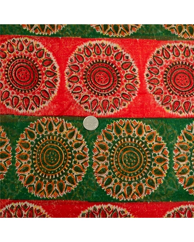 Sanskriti Vintage Sarees Red/Green Pure Georgette Silk Printed Sari Craft Fabric, PRG-12698-Red &amp; Green-Printed Floral Design-Pure Georgette Silk-8