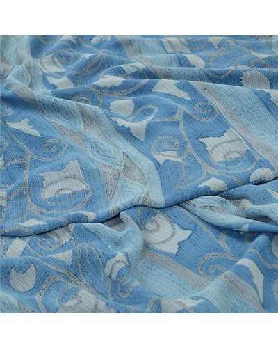 Sanskriti Vintage Sarees Blue Pure Georgette Silk Printed Sari 5Yd Craft Fabric, PRG-12708-Blue-Printed Floral Design-Pure Georgette Silk-4