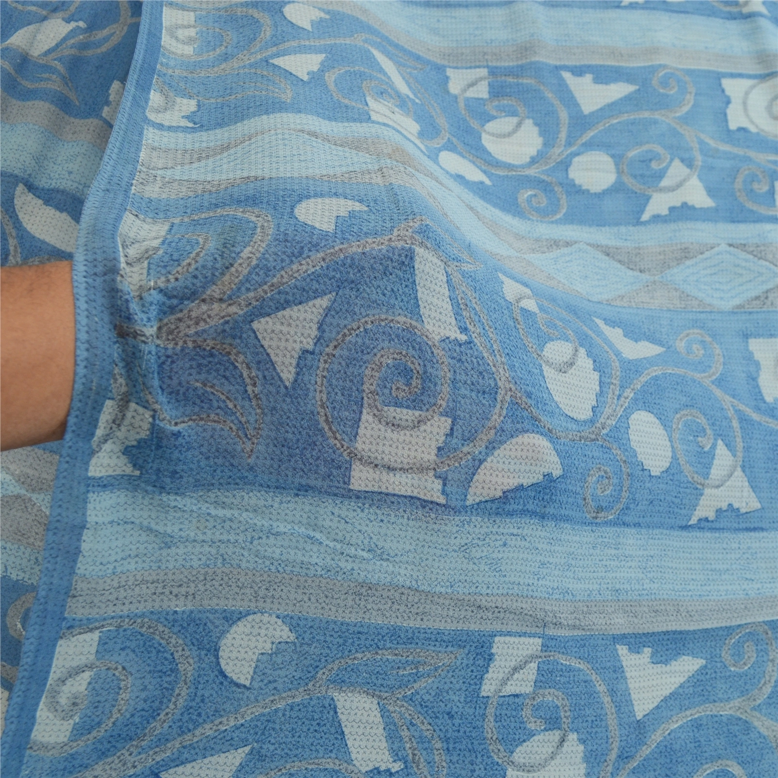 Sanskriti Vintage Sarees Blue Pure Georgette Silk Printed Sari 5Yd Craft Fabric, PRG-12708-Blue-Printed Floral Design-Pure Georgette Silk-6