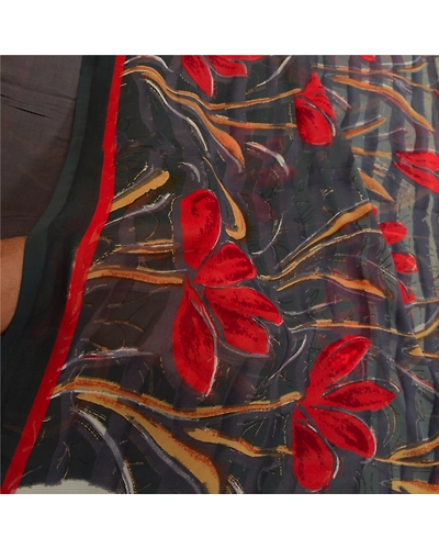 Sanskriti Vintage Sarees Multi From India Georgette Printed Sari Craft Fabric, PRG-12718-Multi-Printed Floral Design-Poly Georgette-6