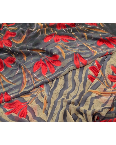 Sanskriti Vintage Sarees Multi From India Georgette Printed Sari Craft Fabric, PRG-12718-Multi-Printed Floral Design-Poly Georgette-8