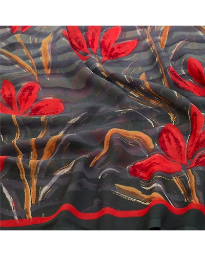 Sanskriti Vintage Sarees Multi From India Georgette Printed Sari Craft Fabric, PRG-12718-Multi-Printed Floral Design-Poly Georgette-9