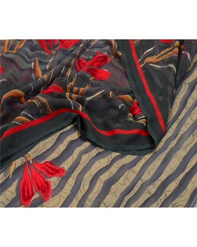 Sanskriti Vintage Sarees Multi From India Georgette Printed Sari Craft Fabric, PRG-12718-Multi-Printed Floral Design-Poly Georgette-12