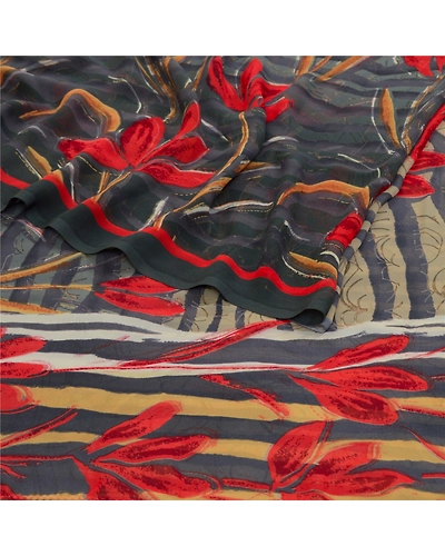 Sanskriti Vintage Sarees Multi From India Georgette Printed Sari Craft Fabric, PRG-12718-Multi-Printed Floral Design-Poly Georgette-13