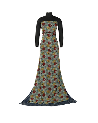 Sanskriti Vintage Sarees Multi Pure Georgette Silk Printed Sari 5Yd Craft Fabric, PRG-12722-Multi-Printed Floral Design-Pure Georgette Silk-3