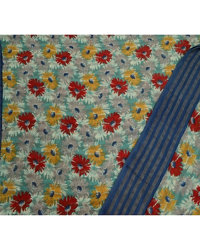 Sanskriti Vintage Sarees Multi Pure Georgette Silk Printed Sari 5Yd Craft Fabric, PRG-12722-Multi-Printed Floral Design-Pure Georgette Silk-8
