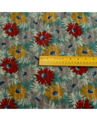 Sanskriti Vintage Sarees Multi Pure Georgette Silk Printed Sari 5Yd Craft Fabric, PRG-12722-Multi-Printed Floral Design-Pure Georgette Silk-12