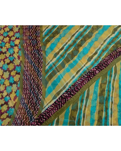 Sanskriti Vintage Sarees Green Pure Georgette Silk Printed Sari 5Yd Craft Fabric, PRG-12723-Green-Printed Floral Design-Pure Georgette Silk-8