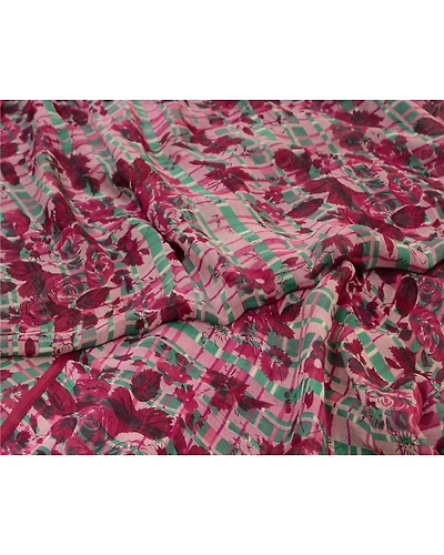 Sanskriti Vintage Sarees Purple Pure Georgette Silk Printed Sari Craft Fabric, PRG-12731-Purple-Printed Floral Design-Pure Georgette Silk-4