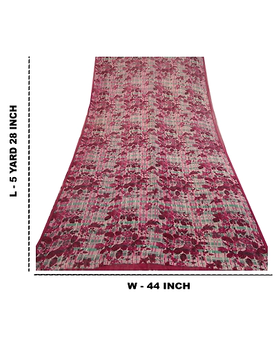 Sanskriti Vintage Sarees Purple Pure Georgette Silk Printed Sari Craft Fabric, PRG-12731-Purple-Printed Floral Design-Pure Georgette Silk-5