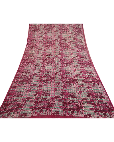 Sanskriti Vintage Sarees Purple Pure Georgette Silk Printed Sari Craft Fabric, PRG-12731-Purple-Printed Floral Design-Pure Georgette Silk-11
