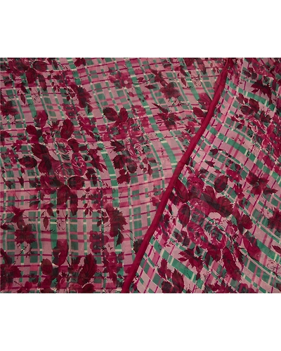 Sanskriti Vintage Sarees Purple Pure Georgette Silk Printed Sari Craft Fabric, PRG-12731-Purple-Printed Floral Design-Pure Georgette Silk-12