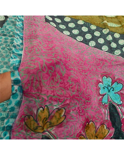 Sanskriti Vintage Sarees Blue Pure Georgette Silk Printed Sari 5Yd Craft Fabric, PRG-12737-Blue-Printed Floral Design-Pure Georgette Silk-6