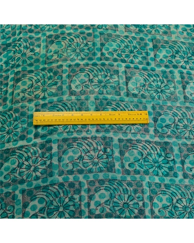 Sanskriti Vintage Sarees Blue Pure Georgette Silk Printed Sari 5Yd Craft Fabric, PRG-12737-Blue-Printed Floral Design-Pure Georgette Silk-8