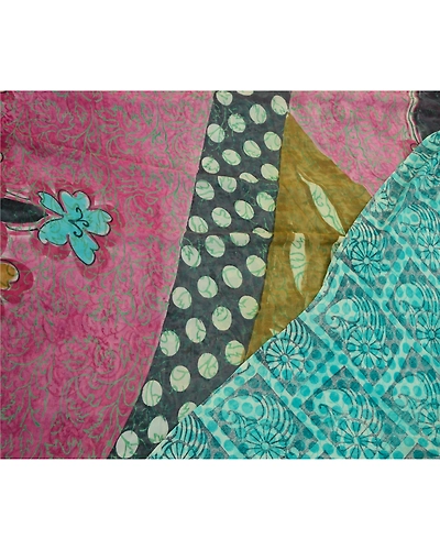 Sanskriti Vintage Sarees Blue Pure Georgette Silk Printed Sari 5Yd Craft Fabric, PRG-12737-Blue-Printed Floral Design-Pure Georgette Silk-12