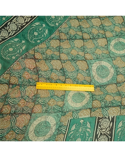 Sanskriti Vintage Sarees Green 100% Pure Georgette Silk Print Sari Craft Fabric, PRG-12756-Green-Printed Floral Design-Pure Georgette Silk-8