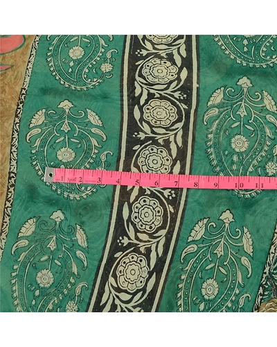 Sanskriti Vintage Sarees Green 100% Pure Georgette Silk Print Sari Craft Fabric, PRG-12756-Green-Printed Floral Design-Pure Georgette Silk-12