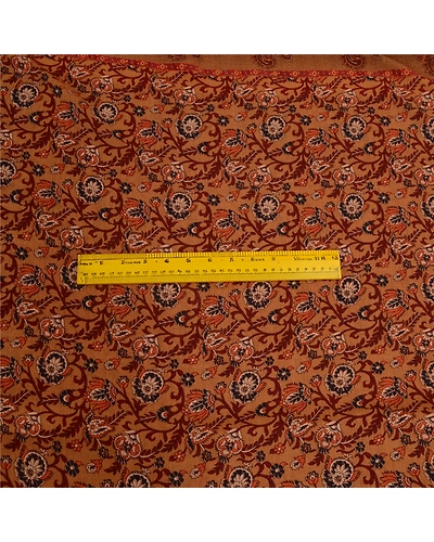 Sanskriti Vintage Sarees Brown Kalamkari Peacock Print Georgette Sari 5Yd Fabric, PRG-12767-Brown-Printed Floral Design-Poly Georgette-8