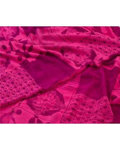 Sanskriti Vintage Sarees Pink Pure Georgette Silk Printed Sari Soft Craft Fabric, PRG-12770-Pink-Printed Floral Design-Pure Georgette Silk-4