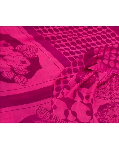 Sanskriti Vintage Sarees Pink Pure Georgette Silk Printed Sari Soft Craft Fabric, PRG-12770-Pink-Printed Floral Design-Pure Georgette Silk-9