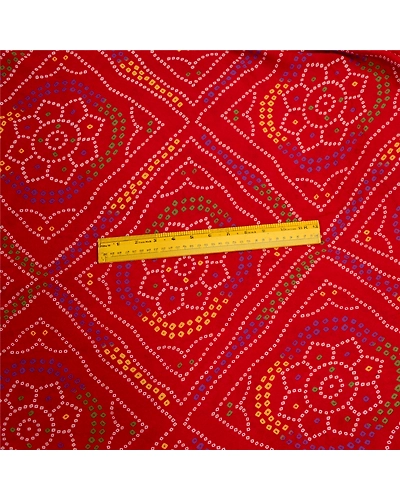 Sanskriti Vintage Sarees Indian Red Georgette Bandhani Printed Sari Craft Fabric, PRG-12777-Red-Printed Floral Design-Georgette-8