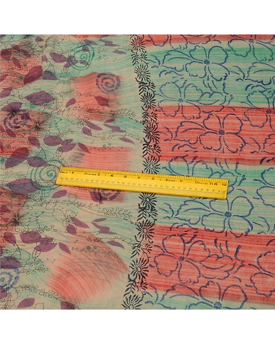 Sanskriti Vintage Sarees Multi Pure Georgette Silk Printed Sari 5Yd Craft Fabric, PRG-12785-Multi-Printed Floral Design-Pure Georgette Silk-8