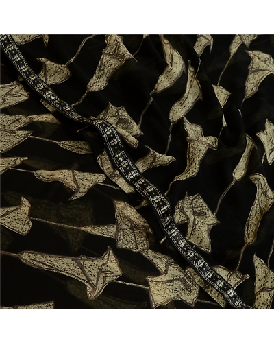 Sanskriti Vintage Sarees From India Black Georgette Printed Sari Craft Fabric, PRG-12792-Black-Printed Floral Design-Poly Georgette-1