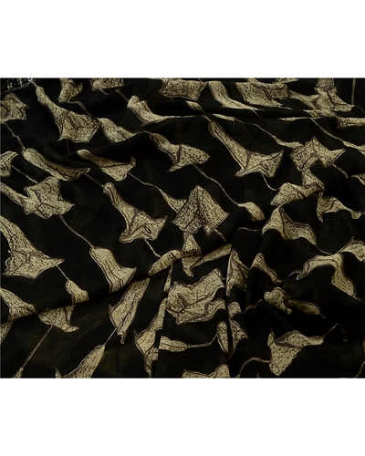 Sanskriti Vintage Sarees From India Black Georgette Printed Sari Craft Fabric, PRG-12792-Black-Printed Floral Design-Poly Georgette-4