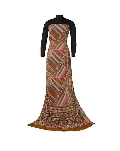 Sanskriti Vintage Sarees Indian Multi Pure Georgette Silk Printed Sari Fabric, PRG-12793-Multi-Printed Floral Design-Pure Georgette Silk-3