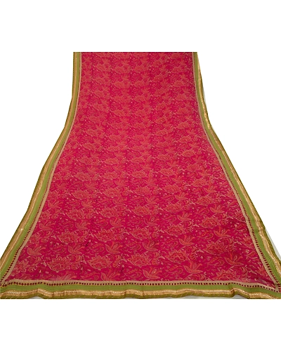 Sanskriti Vintage Sarees Indian Purple Blend Georgette Printed Sari Craft Fabric, PRG-12794-Purple-Printed Floral Design-Blend Georgette-11