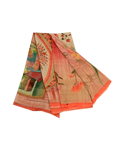 Sanskriti Vintage Sarees Indian Multi Georgette Human Printed Sari Craft Fabric, PRG-12802-Multi-Printed Floral Design-Poly Georgette-2