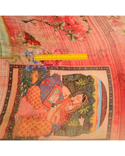 Sanskriti Vintage Sarees Indian Multi Georgette Human Printed Sari Craft Fabric, PRG-12802-Multi-Printed Floral Design-Poly Georgette-8