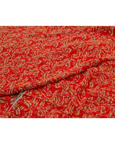 Sanskriti Vintage Sarees Red Pure Georgette Silk Printed Sari Soft Craft Fabric, PRG-12808-Red-Printed Floral Design-Pure Georgette Silk-4