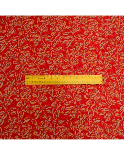 Sanskriti Vintage Sarees Red Pure Georgette Silk Printed Sari Soft Craft Fabric, PRG-12808-Red-Printed Floral Design-Pure Georgette Silk-8