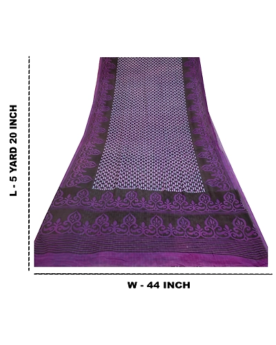 Sanskriti Vintage Purple Sarees Pure Georgette Silk Printed Sari Craft Fabric, PRG-12867-Purple-Printed Floral Design-Pure Georgette Silk-4