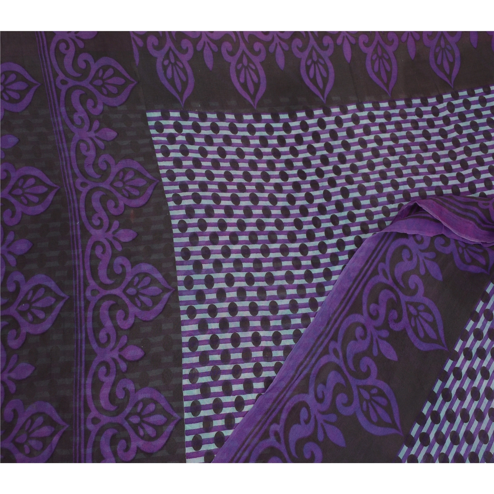 Sanskriti Vintage Purple Sarees Pure Georgette Silk Printed Sari Craft Fabric, PRG-12867-Purple-Printed Floral Design-Pure Georgette Silk-11