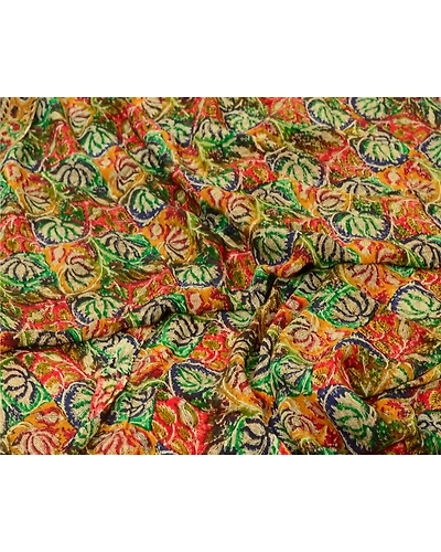 Sanskriti Vintage Indian Sarees Pure Georgette Silk Printed Sari Craft Fabric, PRG-12868-Multi-Printed Floral Design-Pure Georgette Silk-4