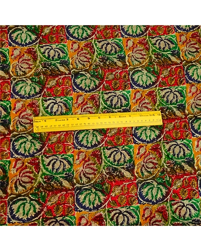 Sanskriti Vintage Indian Sarees Pure Georgette Silk Printed Sari Craft Fabric, PRG-12868-Multi-Printed Floral Design-Pure Georgette Silk-8